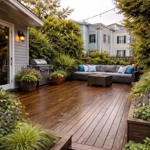 Completed wooden deck at San Francisco home