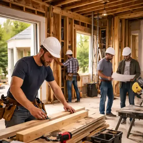 Contractor working inside San Francisco home renovation site