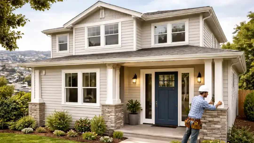 Exterior remodeling with new siding and entry door in San Francisco