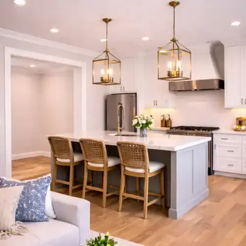 Completed kitchen remodel with upgraded plumbing system