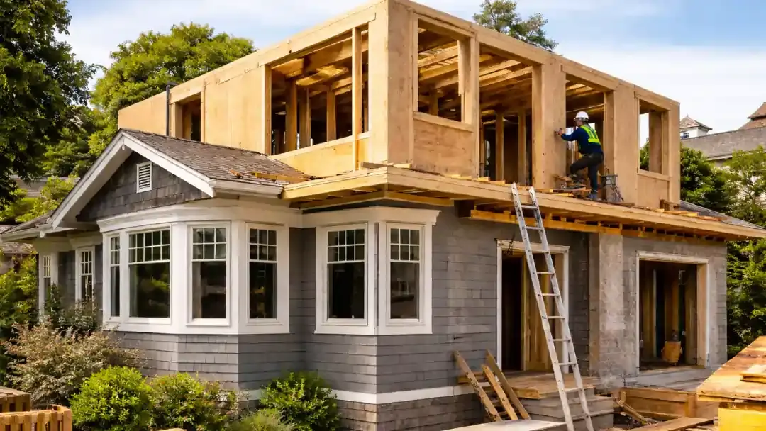 Second story home addition under construction in San Francisco
