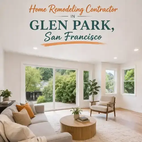 Modern living room remodeling with natural light and large windows in a Glen Park San Francisco home