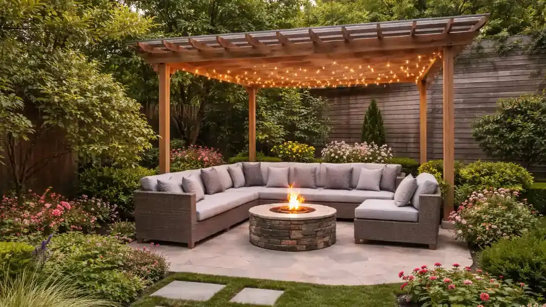 Remodeled backyard patio with pergola and seating area in San Francisco