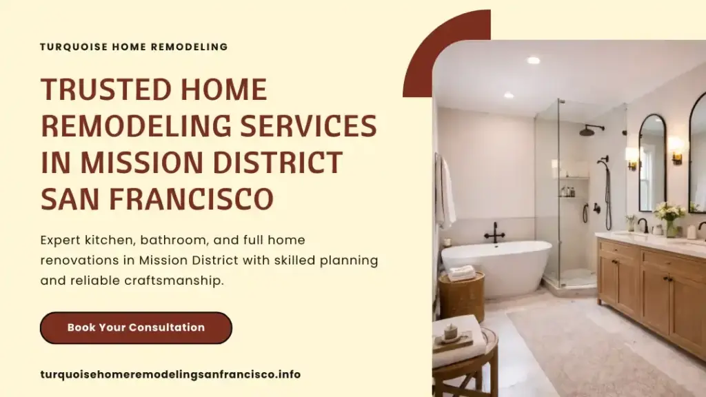 Modern bathroom with freestanding bathtub and glass shower completed during a residential home remodeling project in Mission District, San Francisco