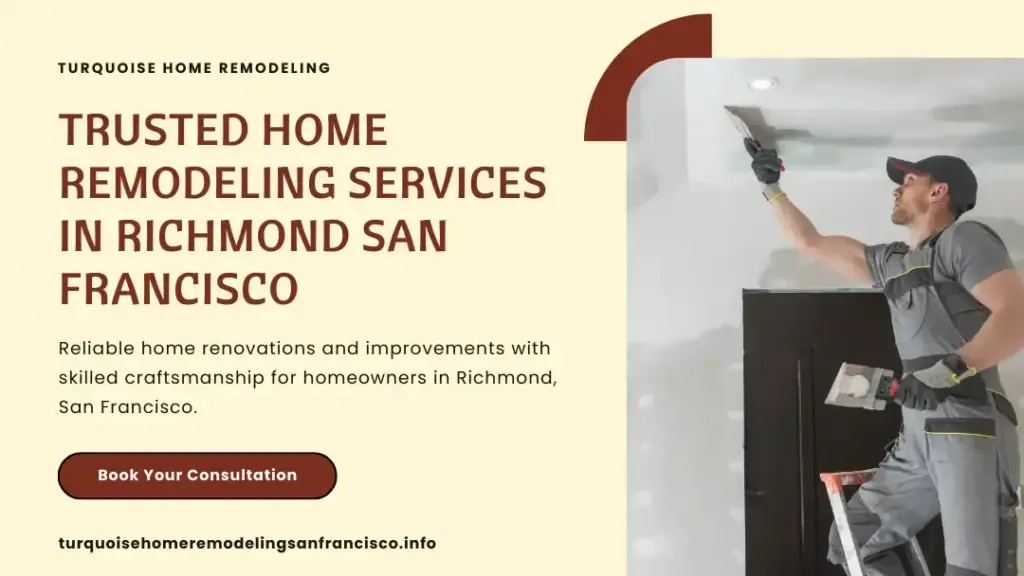 Professional contractor applying wall finishing compound during an interior home remodeling project in Richmond, San Francisco