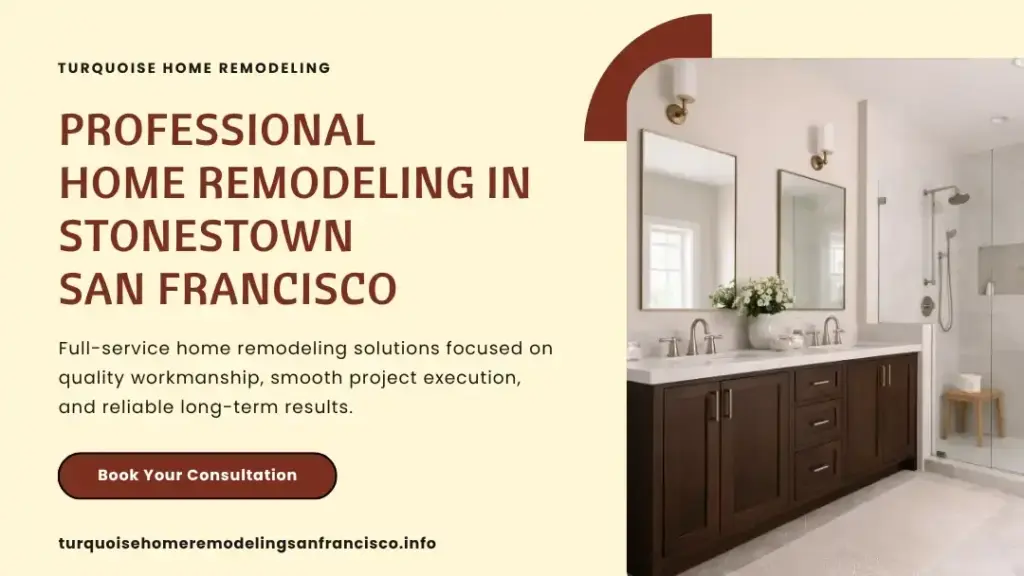 Bathroom remodel with dark wood vanity and glass shower in Stonestown San Francisco