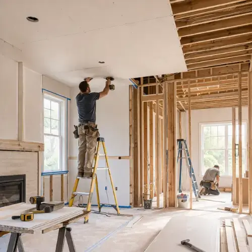 Kitchen remodeling work in Crocker Amazon San Francisco with tools and unfinished cabinets