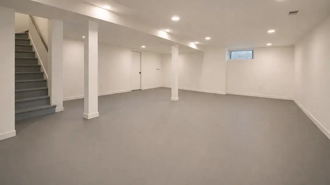 Finished basement with clean walls and open space