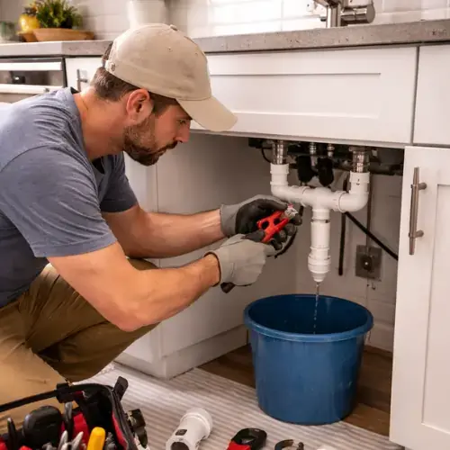 Kitchen plumbing repair under sink in a Sunnyside San Francisco home